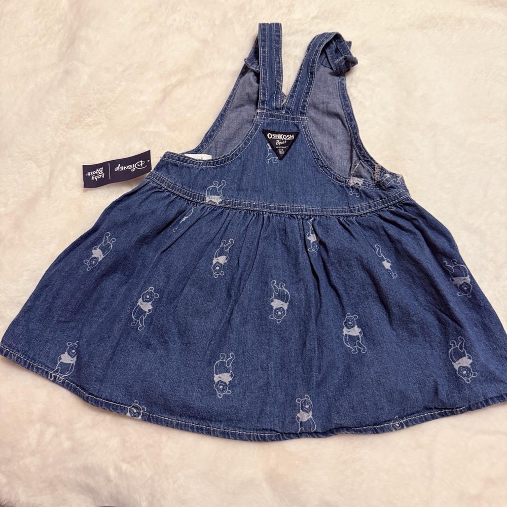 New OshKosh B'gosh  Medium Wash denim Wrap Skirtall dress 24m Winnie The Pooh - Picture 5 of 6